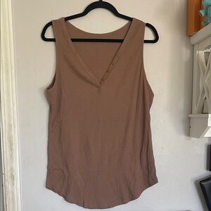 Brown Sleeveless V-Neck Top